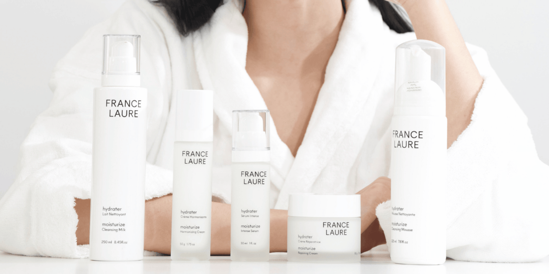 Skincare routine order: France Laure products applied from the lightest to the richest texture