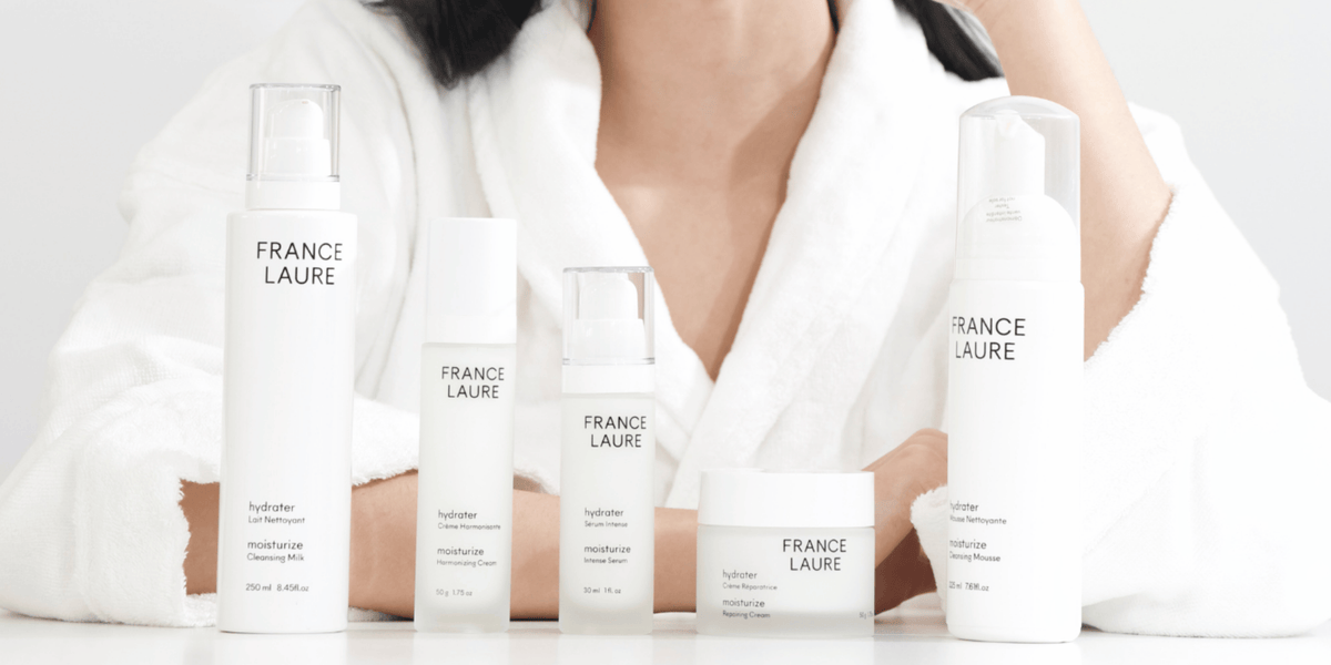 Skincare routine order: France Laure products applied from the lightest to the richest texture