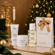 Body mist holiday gift set Rituel 01 Peau de soie with jasmine and almond fragrance. france laure cosmetics.