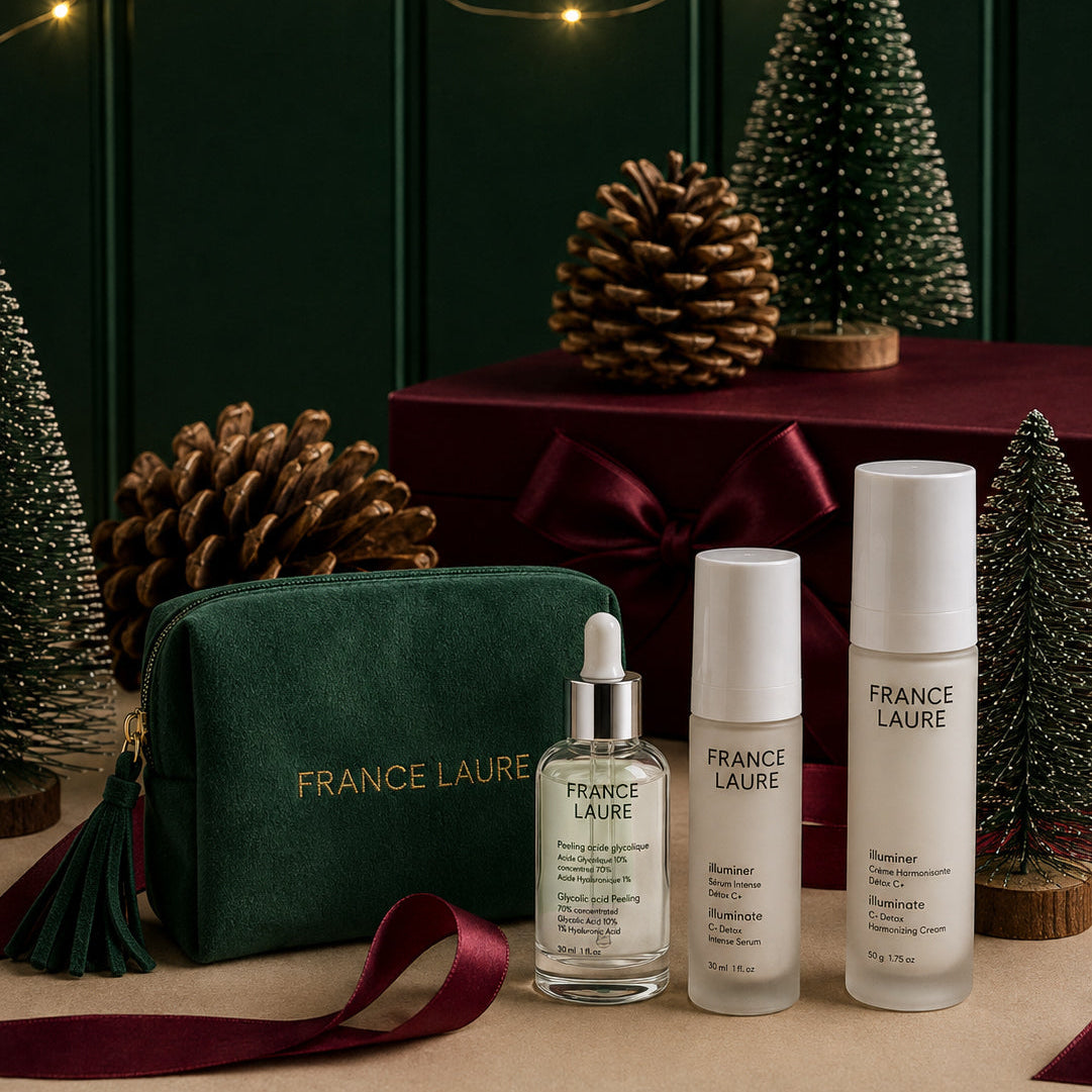 Detox Vitamin C illuminate holiday Gift Set for dark complexion and skin tone. France Laure cosmetics
