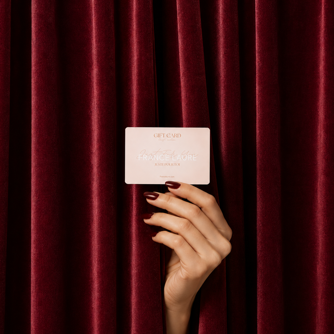 woman with gift card for france laure products
