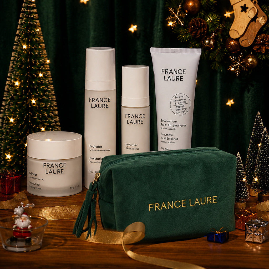 moisturize holiday gift set normal to dehydrated skin. with acid hyaluronic. Christmas decor. france laure cosmetics